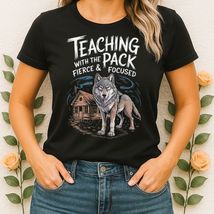 Retro Dire Spirit Even Wolf Teaching A Pack Book Reading Womens T-Shirt