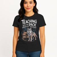 Retro Dire Spirit Even Wolf Teaching A Pack Book Reading Womens T-Shirt