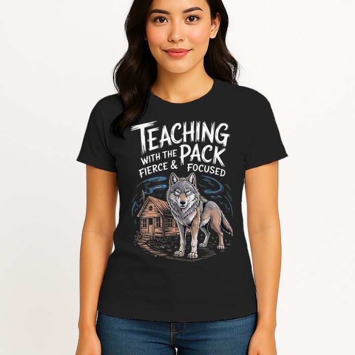 Retro Dire Spirit Even Wolf Teaching A Pack Book Reading Womens T-Shirt