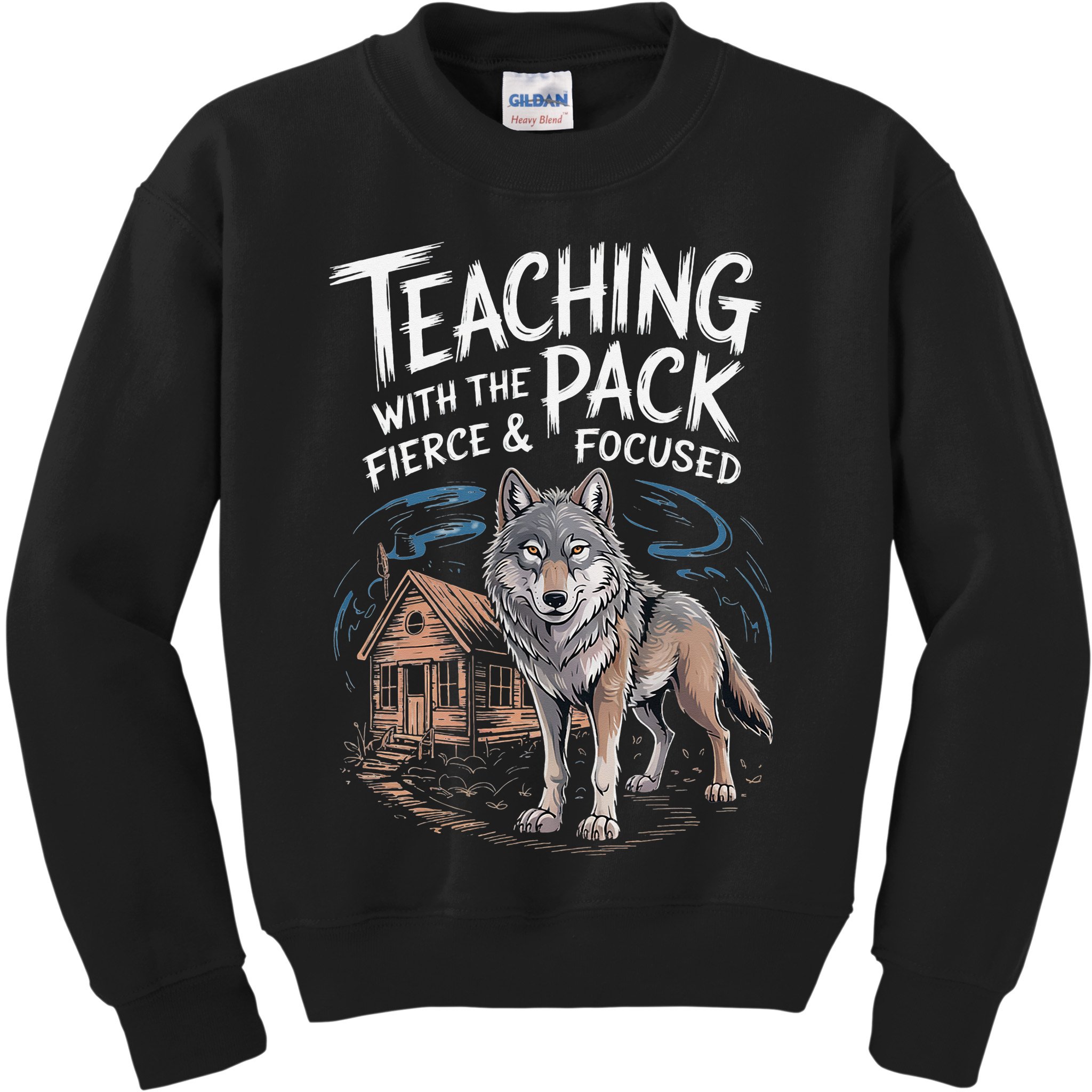Retro Dire Spirit Even Wolf Teaching A Pack Book Reading Kids Sweatshirt