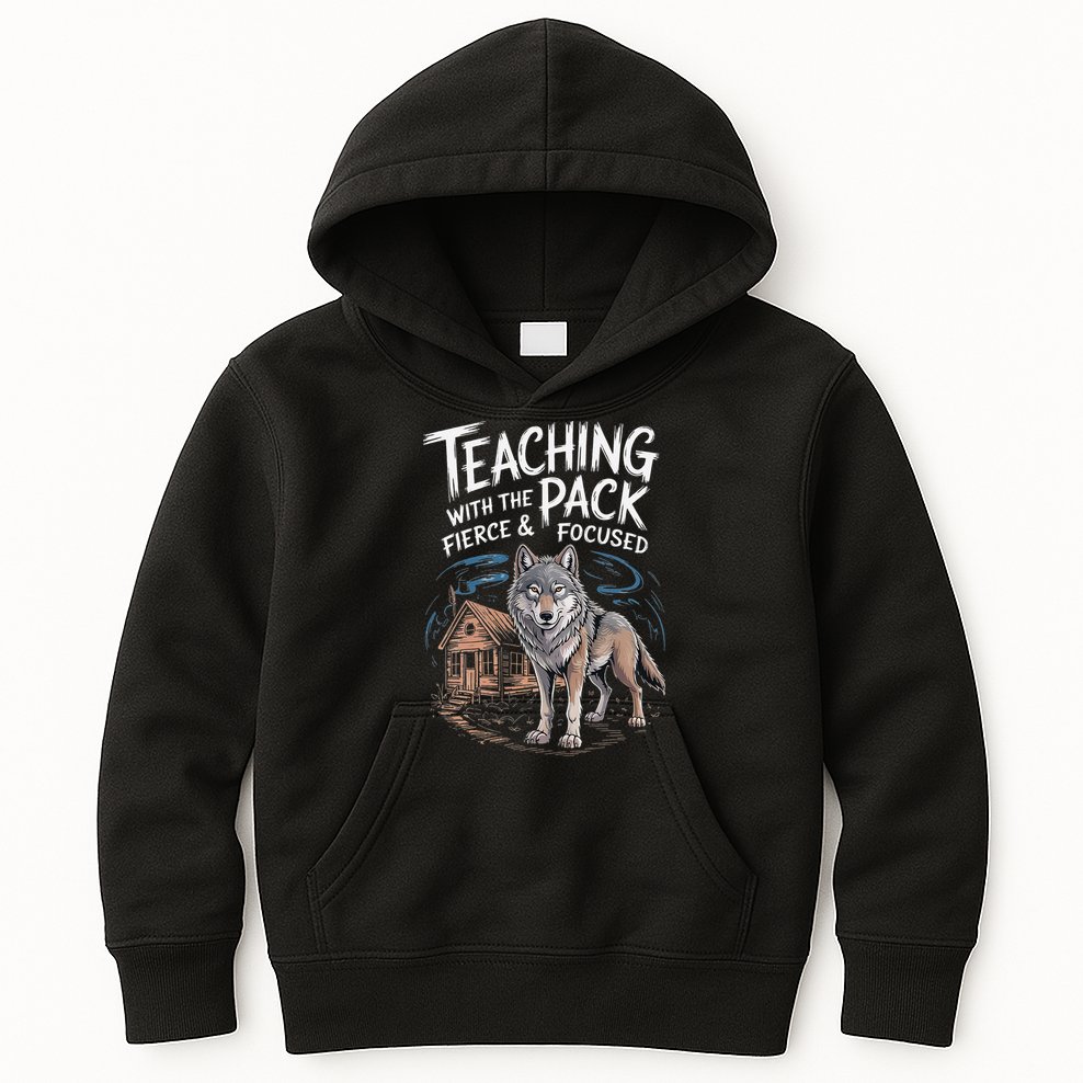 Retro Dire Spirit Even Wolf Teaching A Pack Book Reading Kids Hoodie