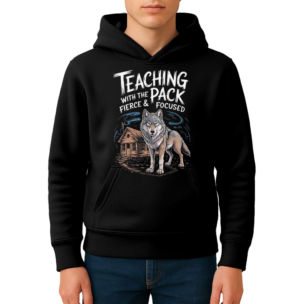 Retro Dire Spirit Even Wolf Teaching A Pack Book Reading Kids Hoodie