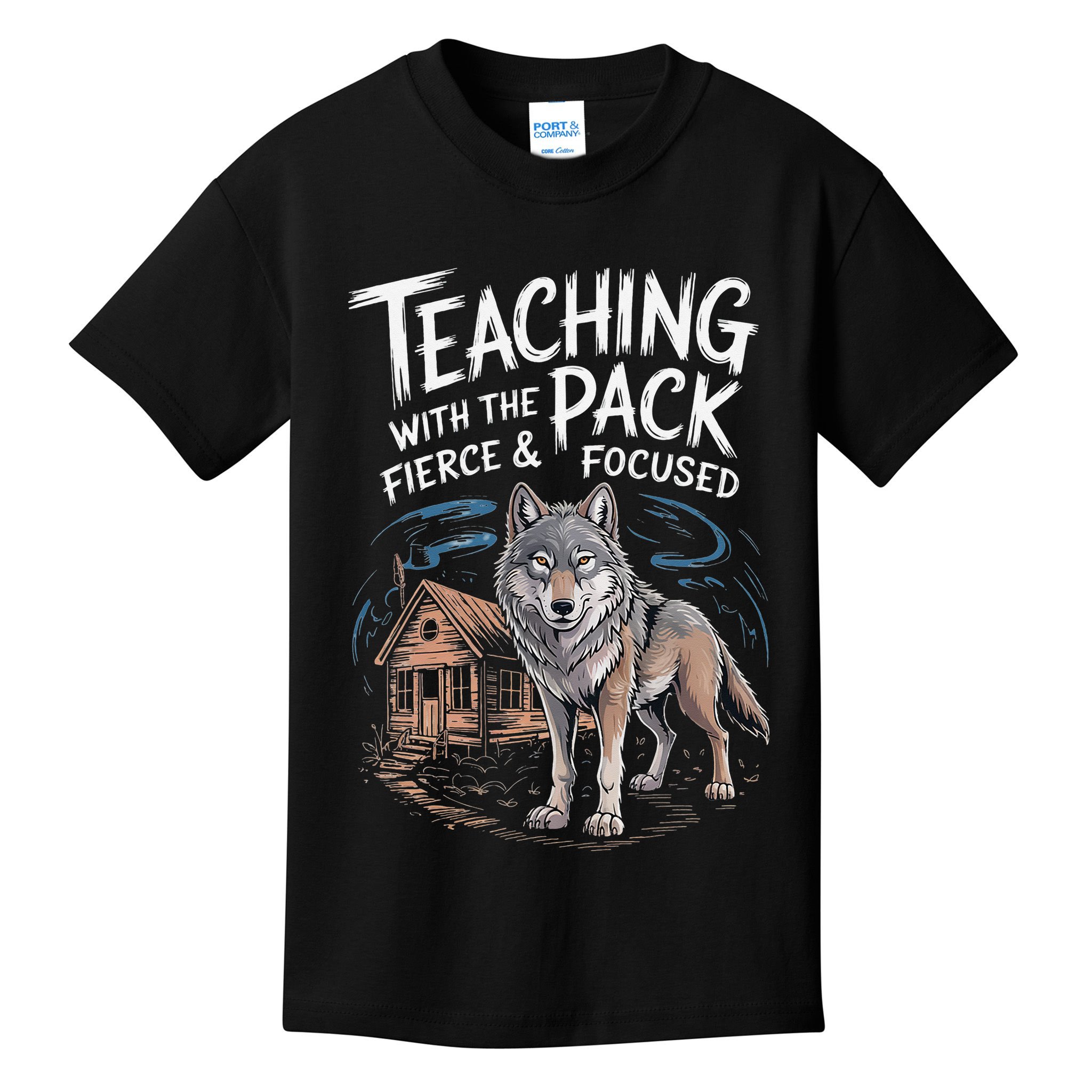Retro Dire Spirit Even Wolf Teaching A Pack Book Reading Kids T-Shirt
