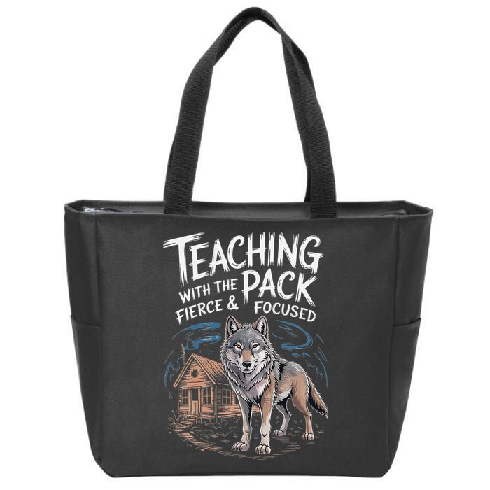 Retro Dire Spirit Even Wolf Teaching A Pack Book Reading Zip Tote Bag