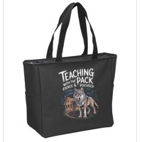 Retro Dire Spirit Even Wolf Teaching A Pack Book Reading Zip Tote Bag