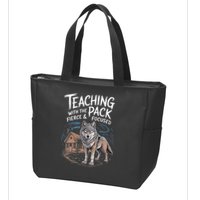 Retro Dire Spirit Even Wolf Teaching A Pack Book Reading Zip Tote Bag