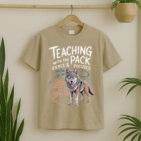 Retro Dire Spirit Even Wolf Teaching A Pack Book Reading T-Shirt