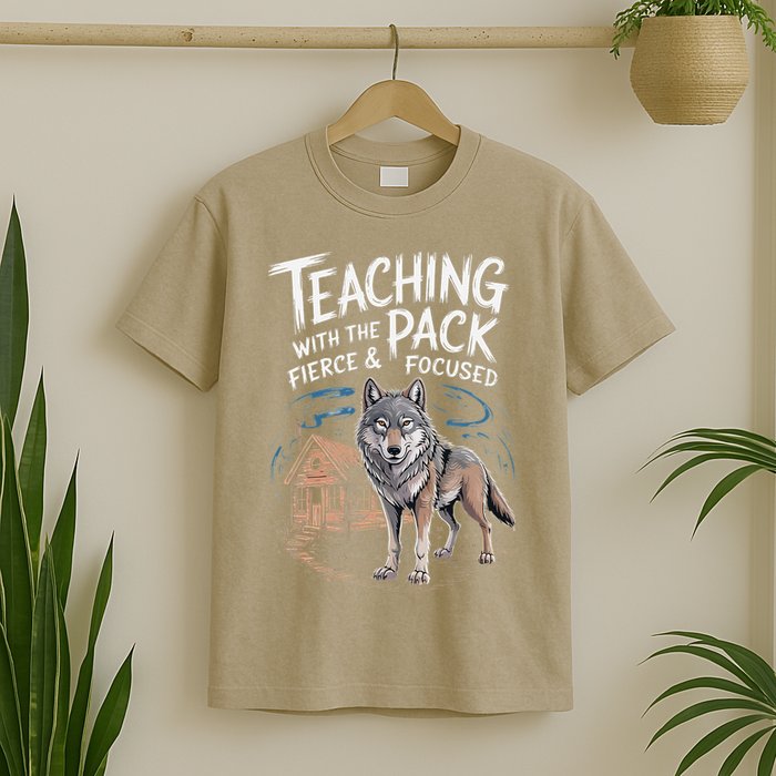 Retro Dire Spirit Even Wolf Teaching A Pack Book Reading T-Shirt