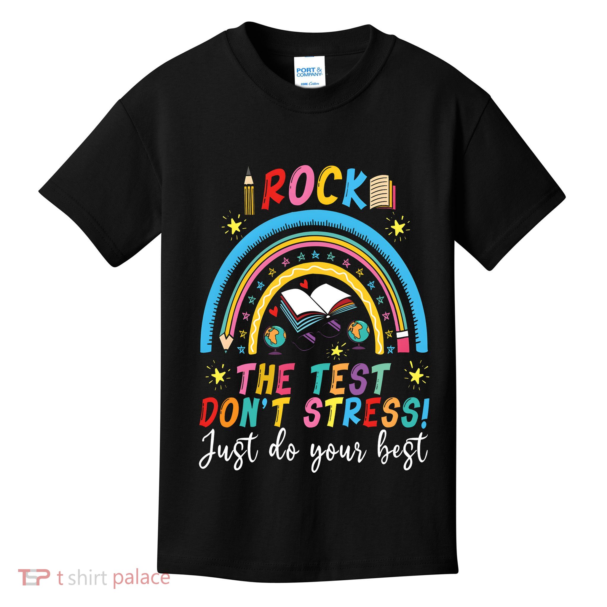 Rainbow DonT Stress Rock The Test Kids T-Shirt