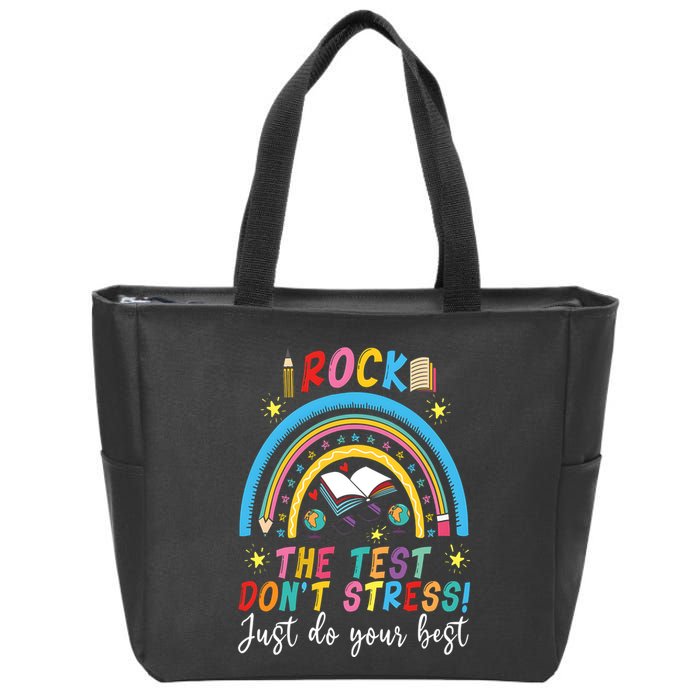 Rainbow DonT Stress Rock The Test Zip Tote Bag
