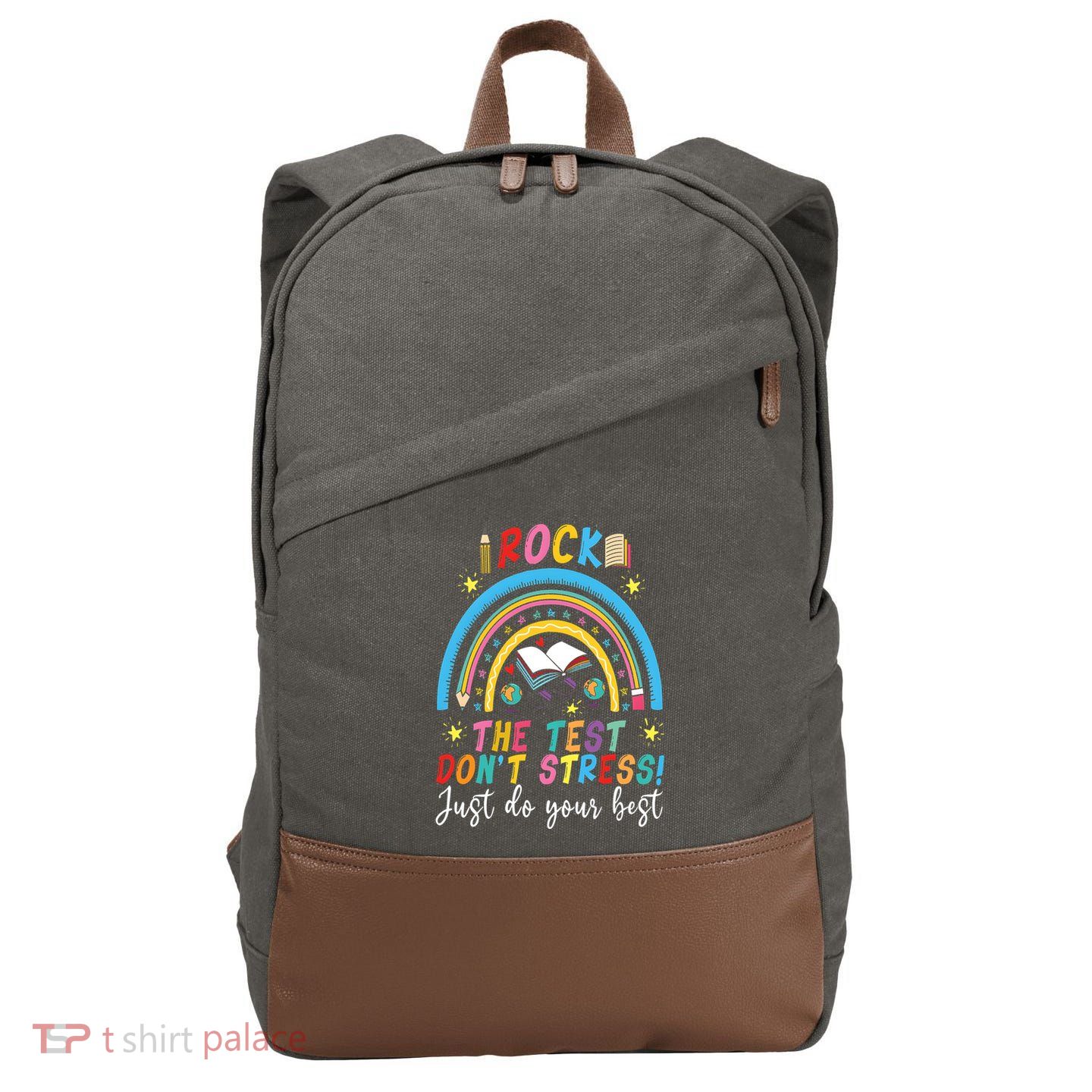 Rainbow DonT Stress Rock The Test Cotton Canvas Backpack