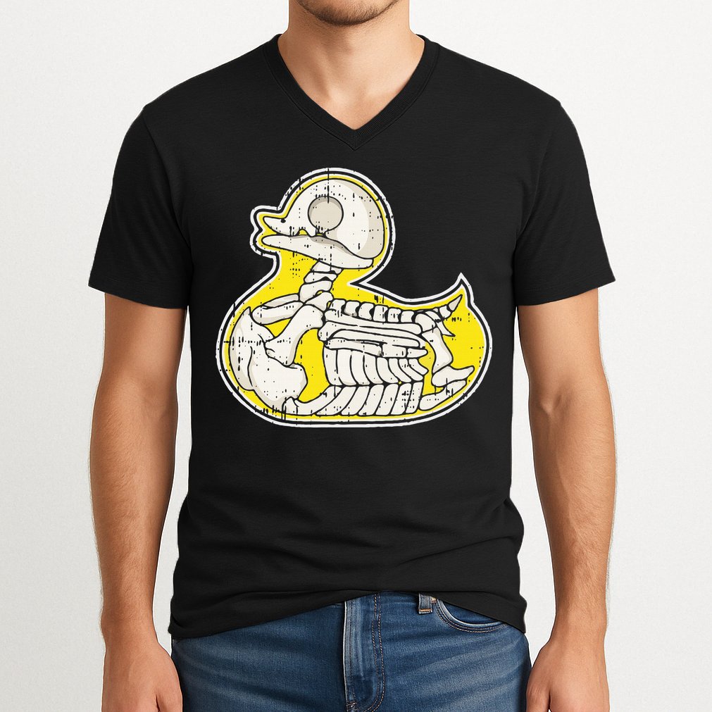 Rubber Duck Skeleton Lazy Halloween Costume Funny Ducky V-Neck T-Shirt