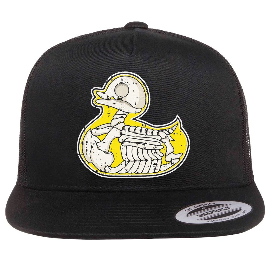 Rubber Duck Skeleton Lazy Halloween Costume Funny Ducky Flat Bill Trucker Hat