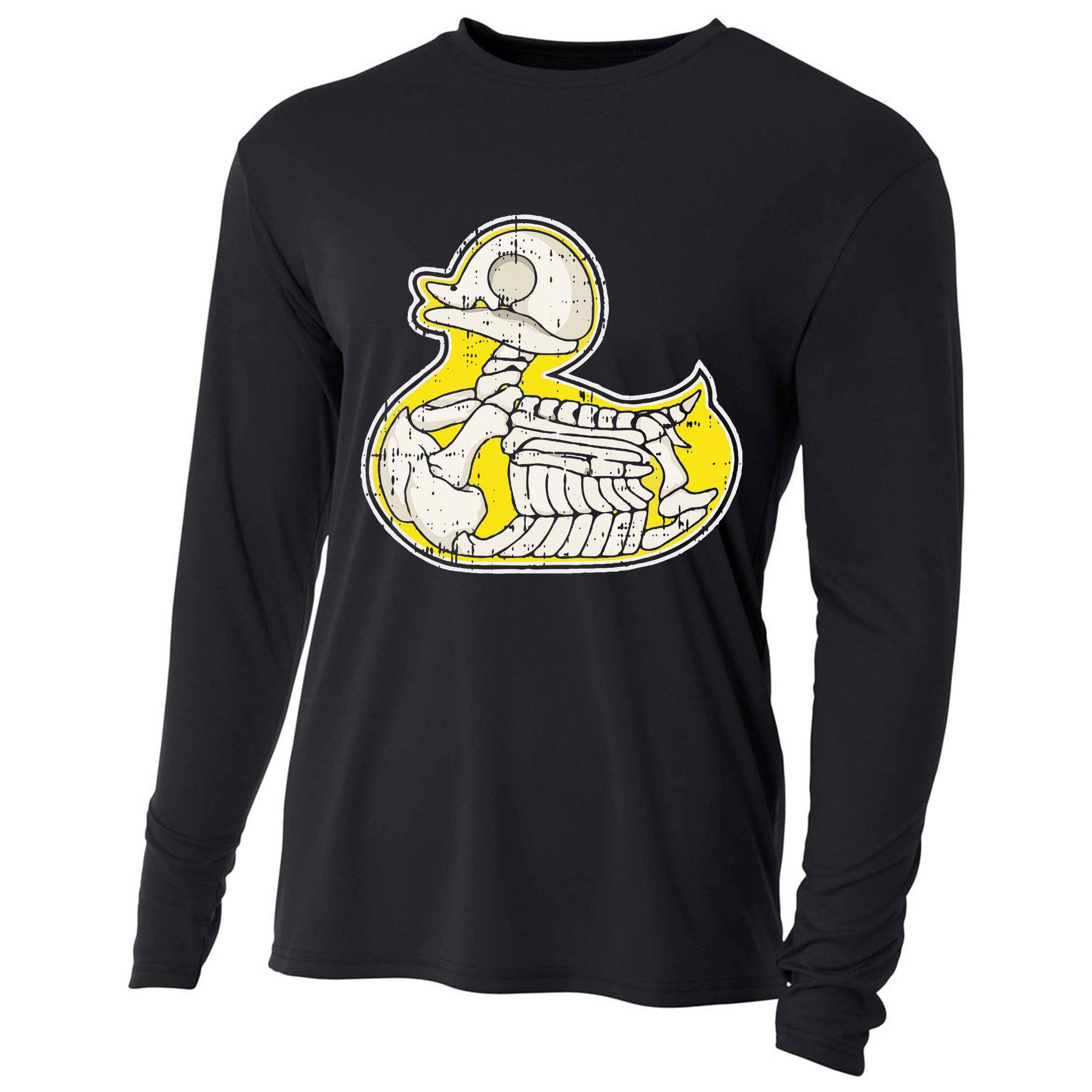 Rubber Duck Skeleton Lazy Halloween Costume Funny Ducky Cooling Performance Long Sleeve Crew