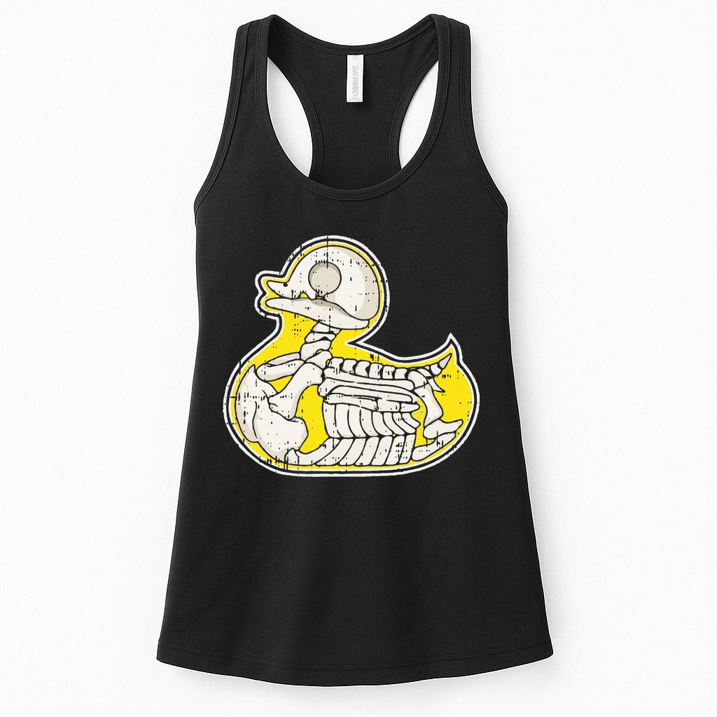 Rubber Duck Skeleton Lazy Halloween Costume Funny Ducky Womens Tank Top