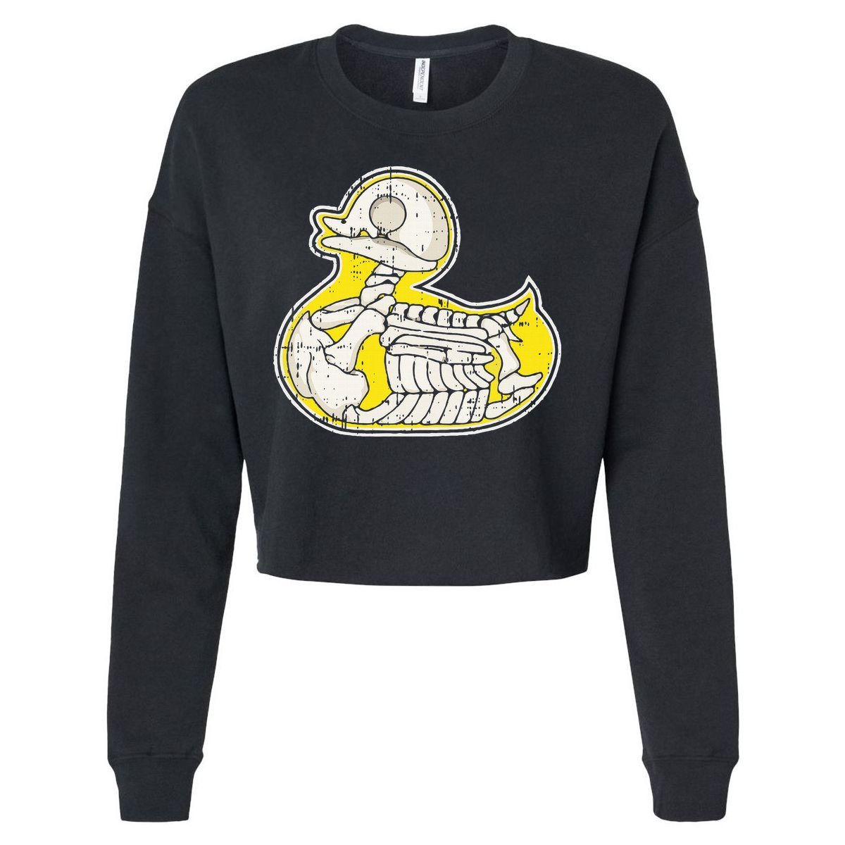 Rubber Duck Skeleton Lazy Halloween Costume Funny Ducky Cropped Pullover Crew