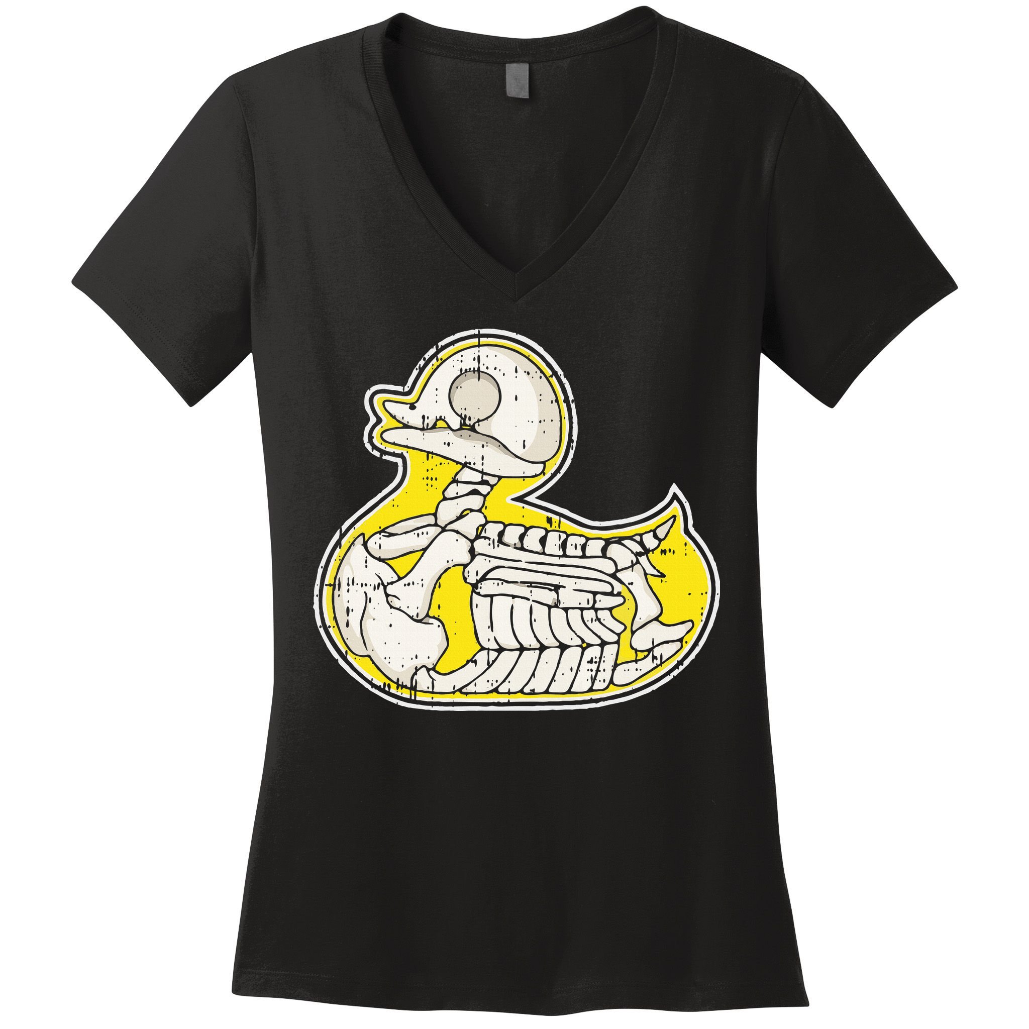 Rubber Duck Skeleton Lazy Halloween Costume Funny Ducky Women's V-Neck T-Shirt