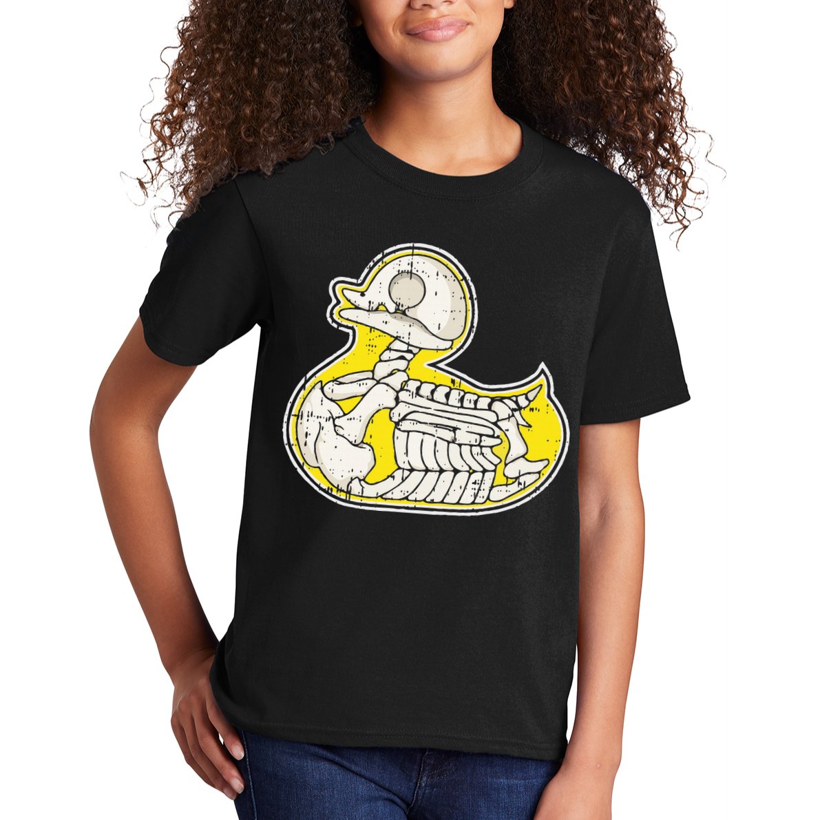 Rubber Duck Skeleton Lazy Halloween Costume Funny Ducky Kids T-Shirt