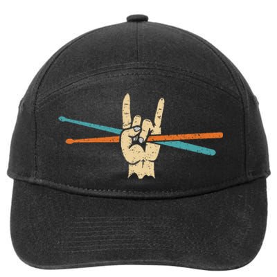 Retro Drum Sticks Art Percussion Drum Player 7-Panel Snapback Hat