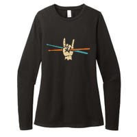 Retro Drum Sticks Art Percussion Drum Player Womens CVC Long Sleeve Shirt