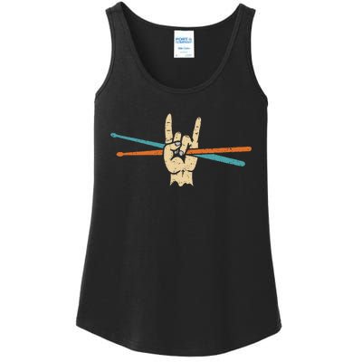 Retro Drum Sticks Art Percussion Drum Player Ladies Essential Tank