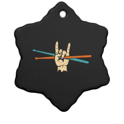 Retro Drum Sticks Art Percussion Drum Player Ceramic Star Ornament