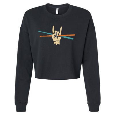 Retro Drum Sticks Art Percussion Drum Player Cropped Pullover Crew