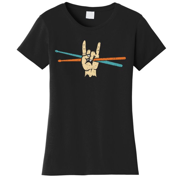 Retro Drum Sticks Art Percussion Drum Player Women's T-Shirt