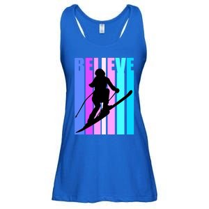 Retro Downhill Ski Skiing Skier Sports Winter Ice Gift Ladies Essential Flowy Tank