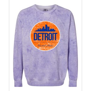 Retro Detroit Skyline Logo Colorblast Crewneck Sweatshirt