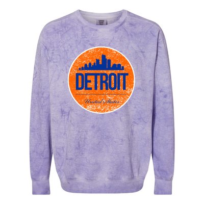 Retro Detroit Skyline Logo Colorblast Crewneck Sweatshirt