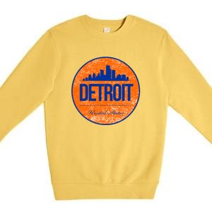 Retro Detroit Skyline Logo Premium Crewneck Sweatshirt