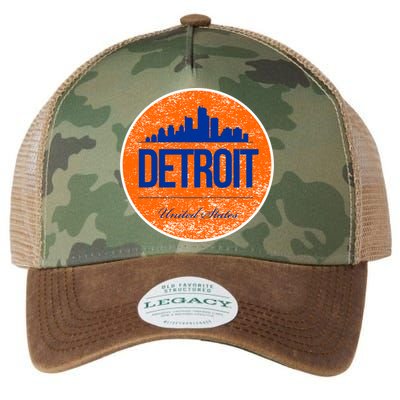 Retro Detroit Skyline Logo Legacy Tie Dye Trucker Hat