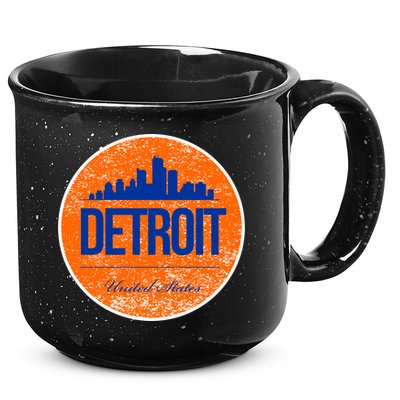 Retro Detroit Skyline Logo 15oz Campfire Ceramic Mug