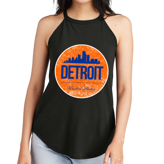 Retro Detroit Skyline Logo Women's Perfect Tri Rocker Tank