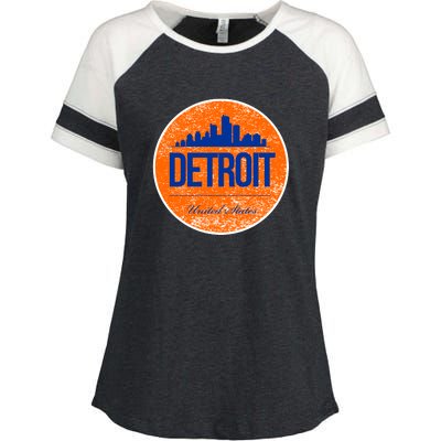 Retro Detroit Skyline Logo Enza Ladies Jersey Colorblock Tee