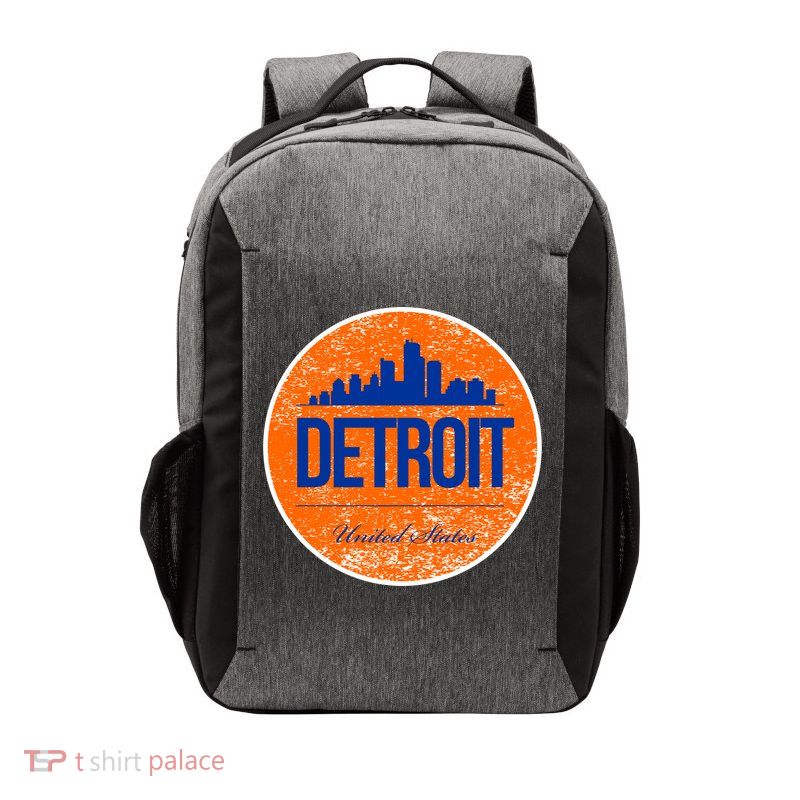Retro Detroit Skyline Logo Vector Backpack