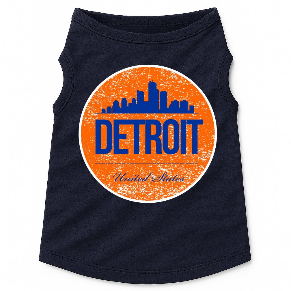 Retro Detroit Skyline Logo Doggie Tank
