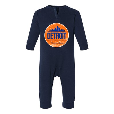 Retro Detroit Skyline Logo Infant Fleece One Piece