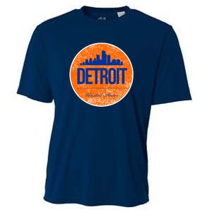 Retro Detroit Skyline Logo Cooling Performance Crew T-Shirt