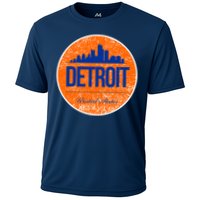 Retro Detroit Skyline Logo Cooling Performance Crew T-Shirt