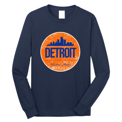 Retro Detroit Skyline Logo Long Sleeve Shirt