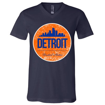 Retro Detroit Skyline Logo V-Neck T-Shirt