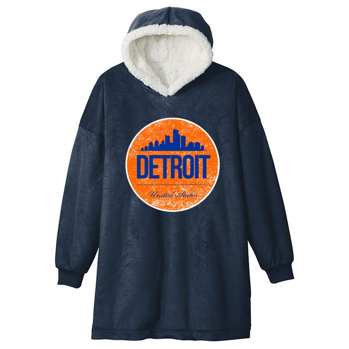 Retro Detroit Skyline Logo Hooded Wearable Blanket