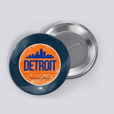Retro Detroit Skyline Logo Button