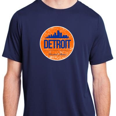 Retro Detroit Skyline Logo Adult ChromaSoft Performance T-Shirt