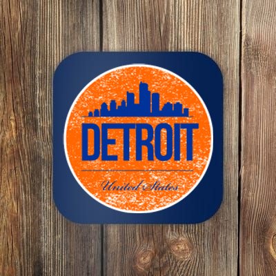 Retro Detroit Skyline Logo Coaster