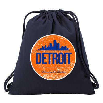 Retro Detroit Skyline Logo Drawstring Bag