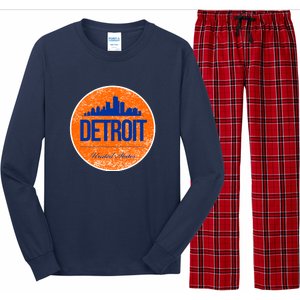 Retro Detroit Skyline Logo Long Sleeve Pajama Set