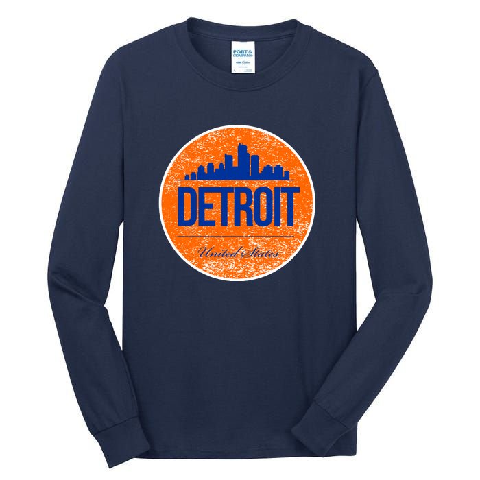 Retro Detroit Skyline Logo Tall Long Sleeve T-Shirt